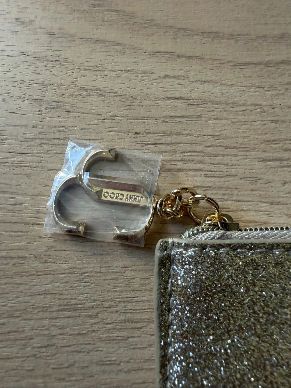 Jimmy Choo Gold Glitter Card Holder Pouch